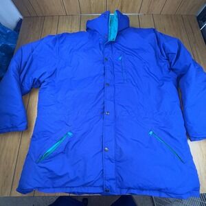 Vintage LL Bean Penobscot Parka Mens Purple Teal Down Filled Winter Made in USA